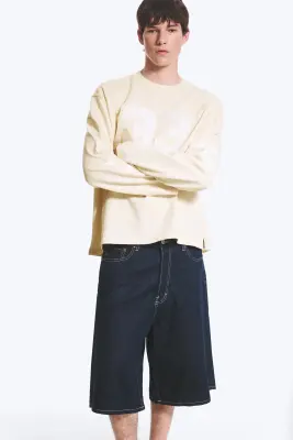 T-shirt à manches longues varsity ample - Beige clair - 33 — photo 3