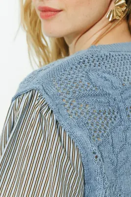 Pull à effet superposé Femme — photo 5