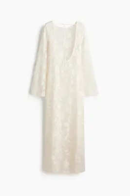 Robe en résille avec motifs - Crème — photo 4