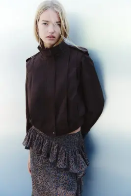 Veste oversize plissée - Marron foncé — photo 2