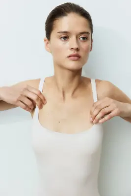 Body en microfibre avec bonnets paddés - Beige clair — photo 1