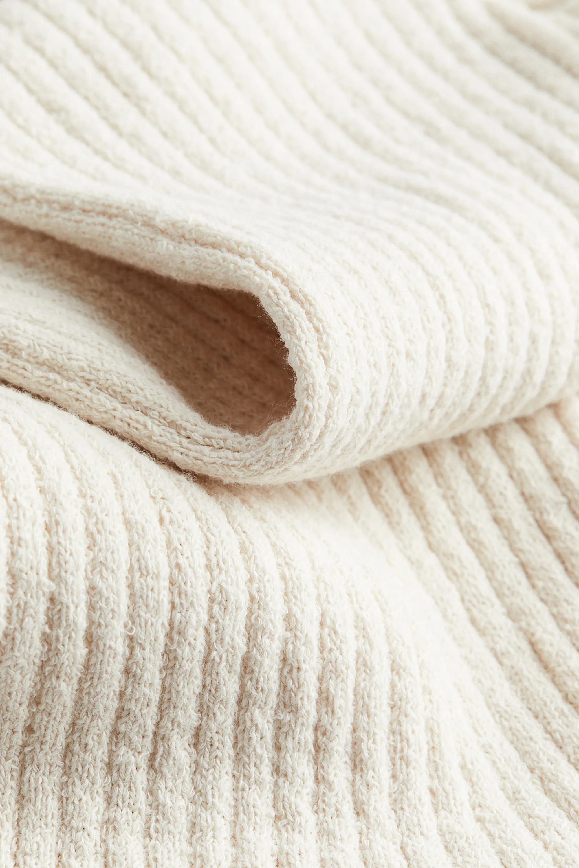 Pantalon évasé en maille côtelée - Beige clair
