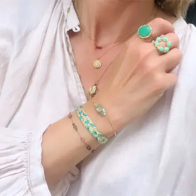 Bague ronde - Chrysoprase — photo 4