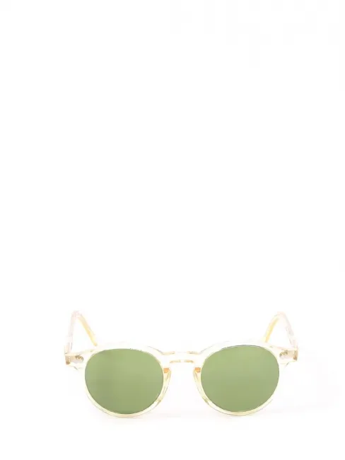 Lunettes de soleil MILTZEN SUN rondes jaune pâle FLESH verres vert bouteille Prix boutique 355€