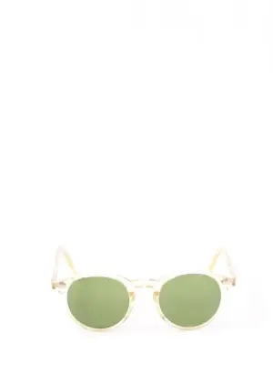 Lunettes de soleil MILTZEN SUN rondes jaune pâle FLESH verres vert bouteille Prix boutique 355€ — photo 1