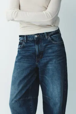 Barrel Regular Waist Jeans - Bleu denim foncé — photo 5