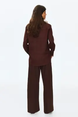 MAMA Pantalon à cordon en coton - Marron foncé — photo 3