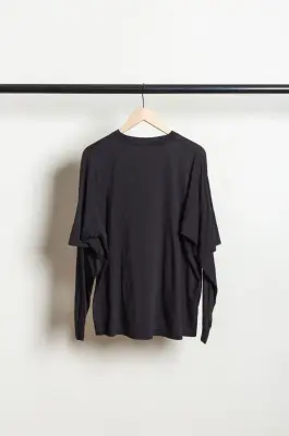 Comoli – THIN Cotton Layered T-Shirt E03-05021 – BLACK — photo 2