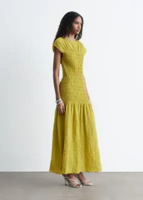 Robe longue à smocks - Moutarde — photo 2