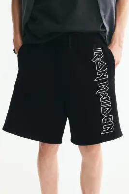 Short Relaxed Fit en molleton - Noir/Iron Maiden — photo 1