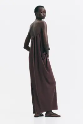 Robe bandeau avec détail noué - Marron foncé — photo 3