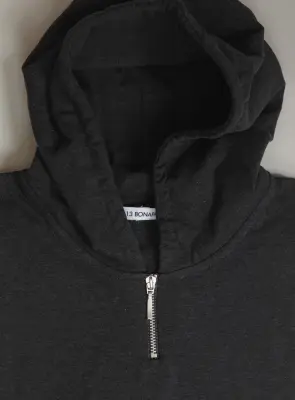 Hooded T-Shirt in Dark Gray Cotton & Elastane — photo 2