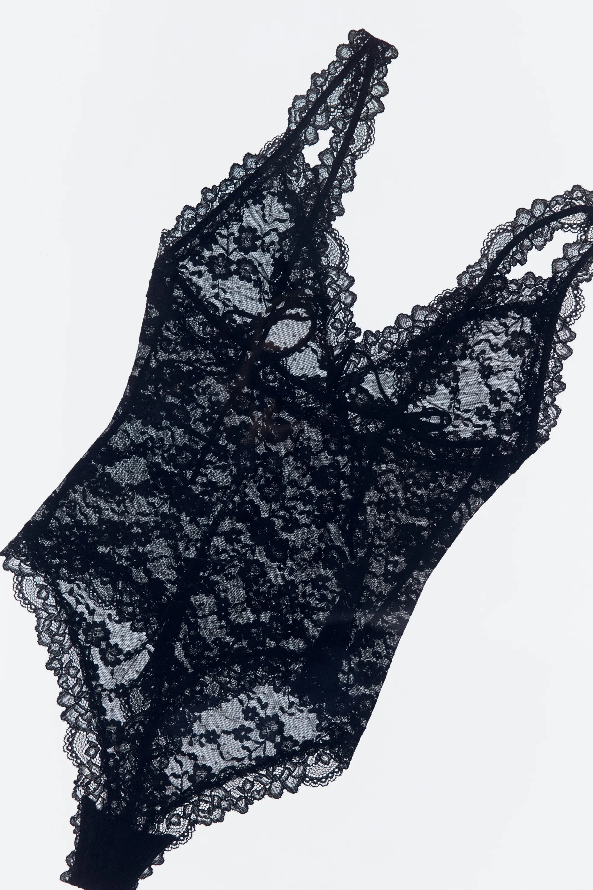 Body string en dentelle - Noir