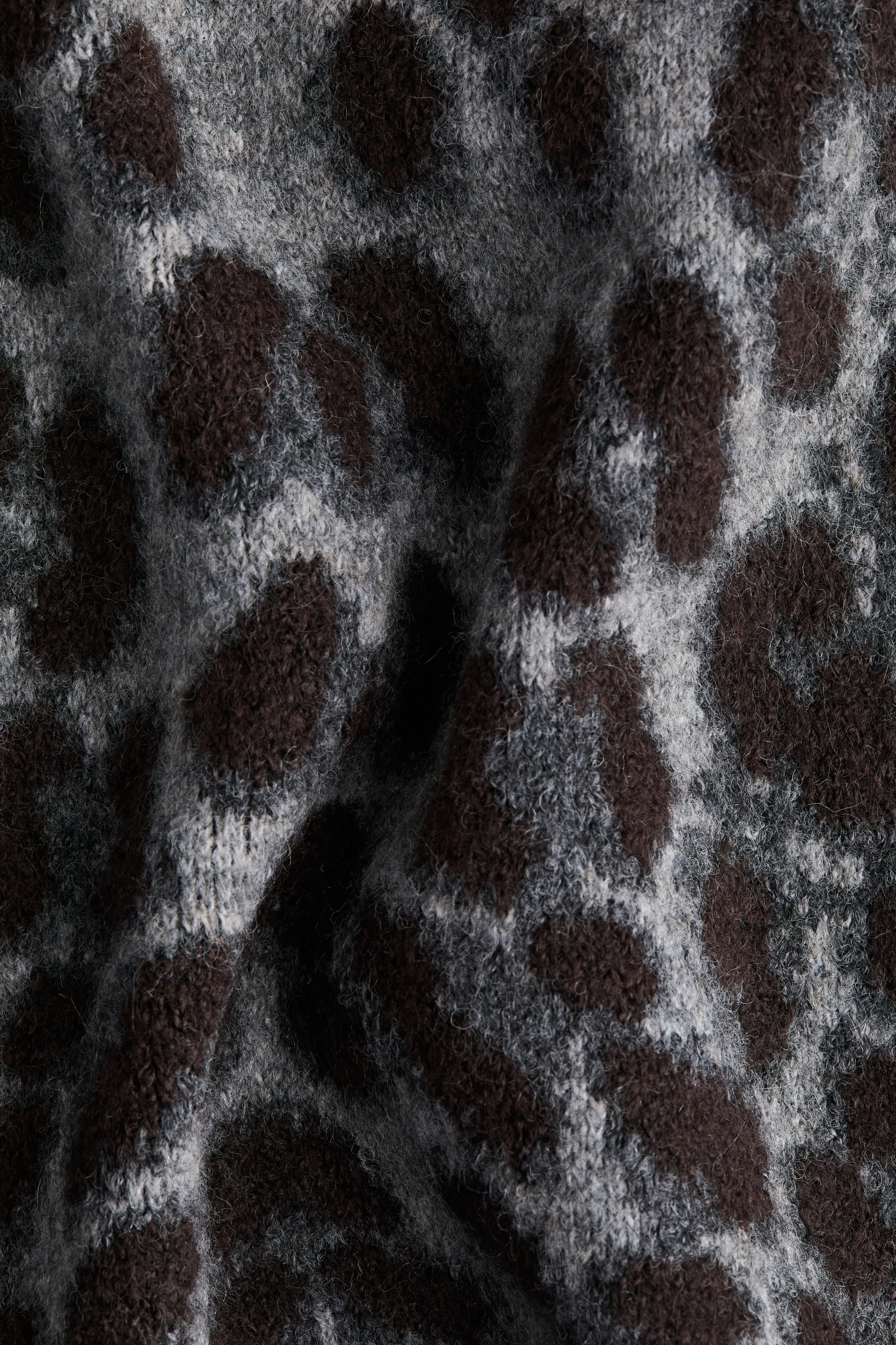 Jupe en maille jacquard - Gris/imprimé léopard