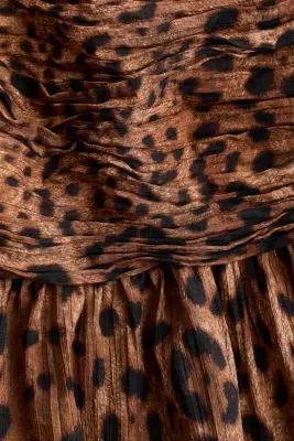 Robe ruchée avec détails façon foulard - Marron clair/imprimé léopard — photo 4