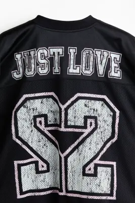 T-shirt Oversized Fit en mesh imprimé - Noir/22 — photo 5