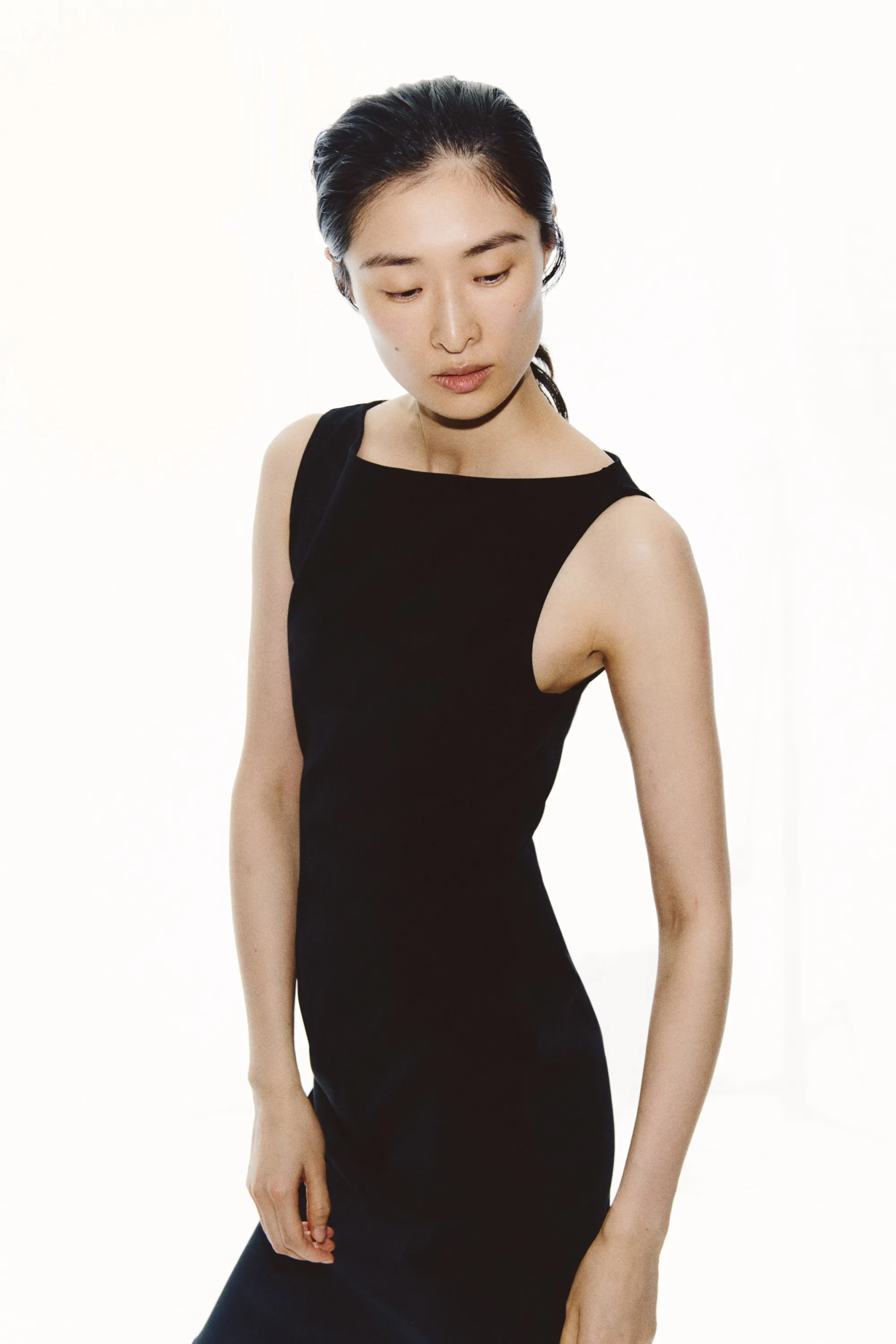 Robe en jersey avec encolure bateau - Noir