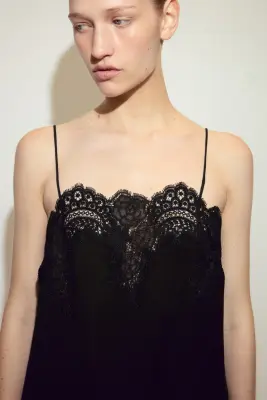 Top en viscose avec dentelle - Noir — photo 2