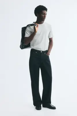 T-shirt côtelé Slim Fit - Gris clair chiné — photo 1