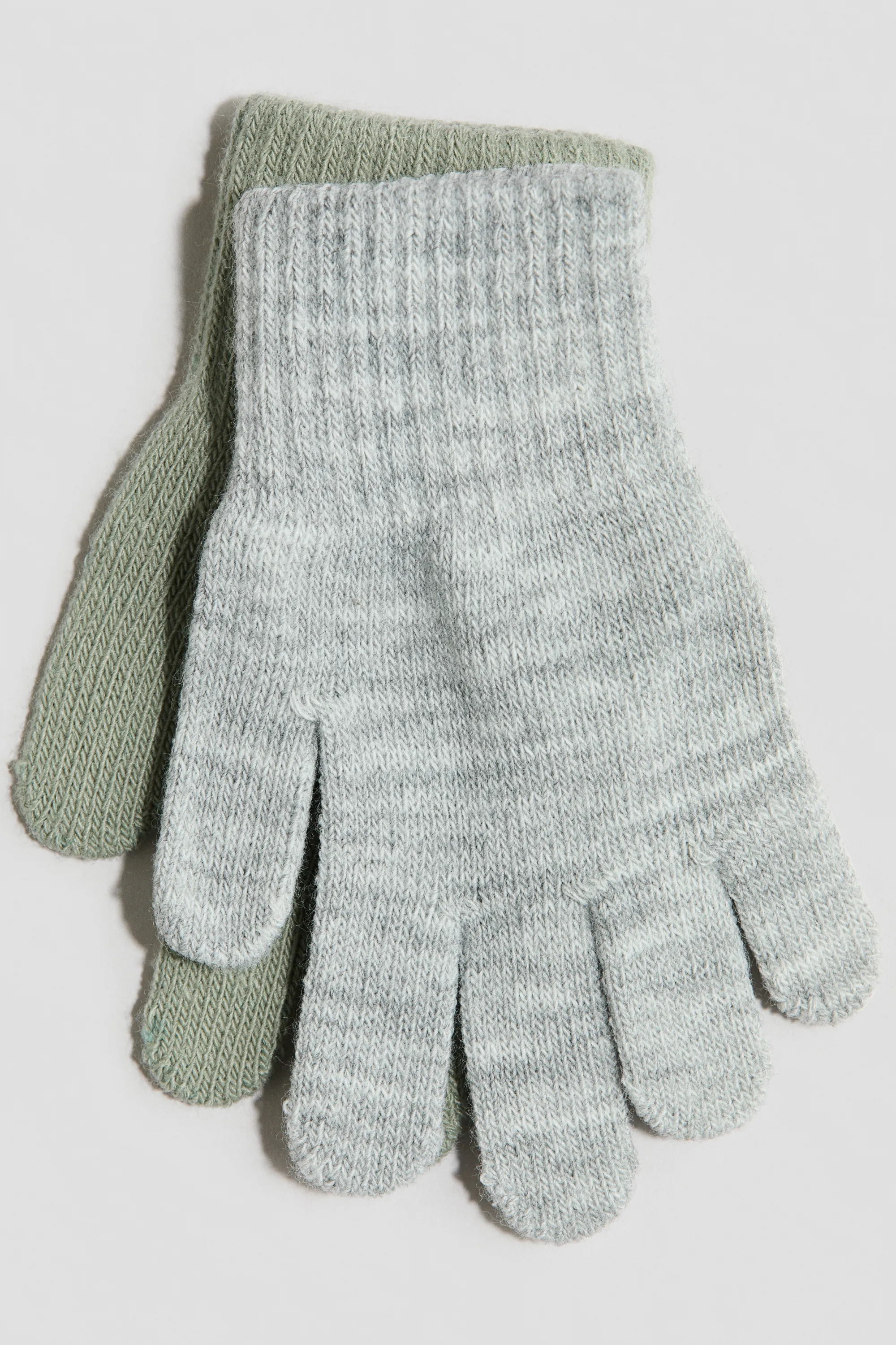 Lot de 3 paires de gants - Vert ancien/gris clair chiné