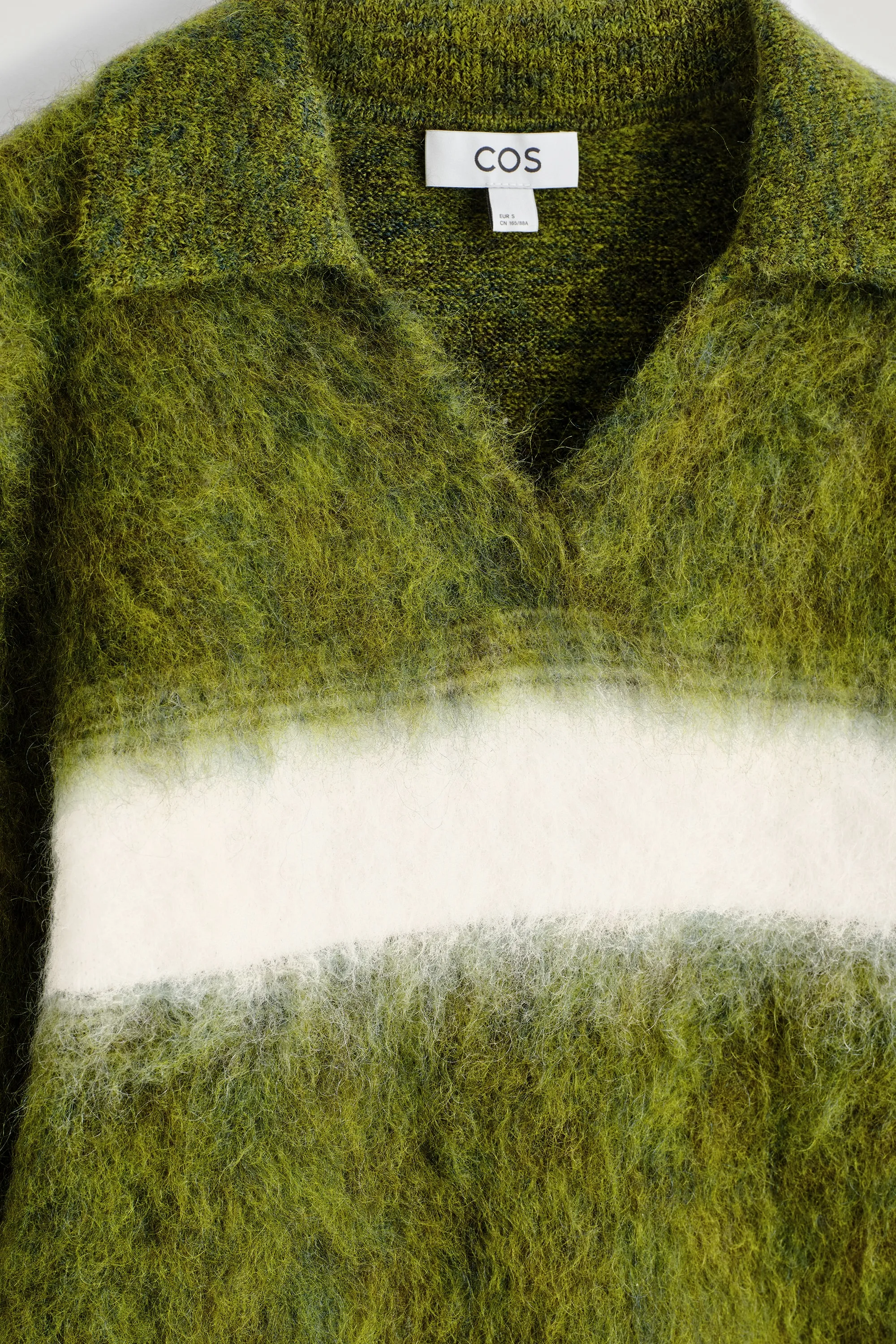PULL POLO RAYÉ EN MOHAIR MÉLANGÉ - VERT / RAYURES