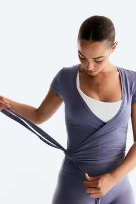 Top de sport cache-cœur en modal - Violet ancien — photo 3