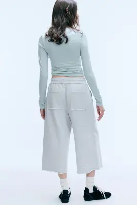 Pantalon 7/8 en éponge - Mélange gris clair poudré — photo 3