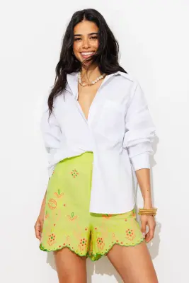 Short en coton brodé Femme — photo 4