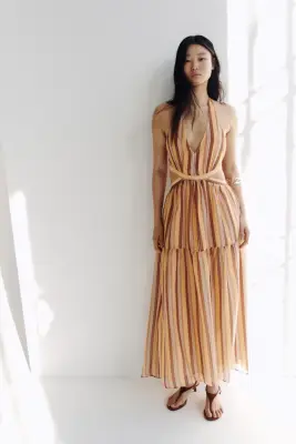 Robe découpée avec dos nu - Orange clair/rayé — photo 2