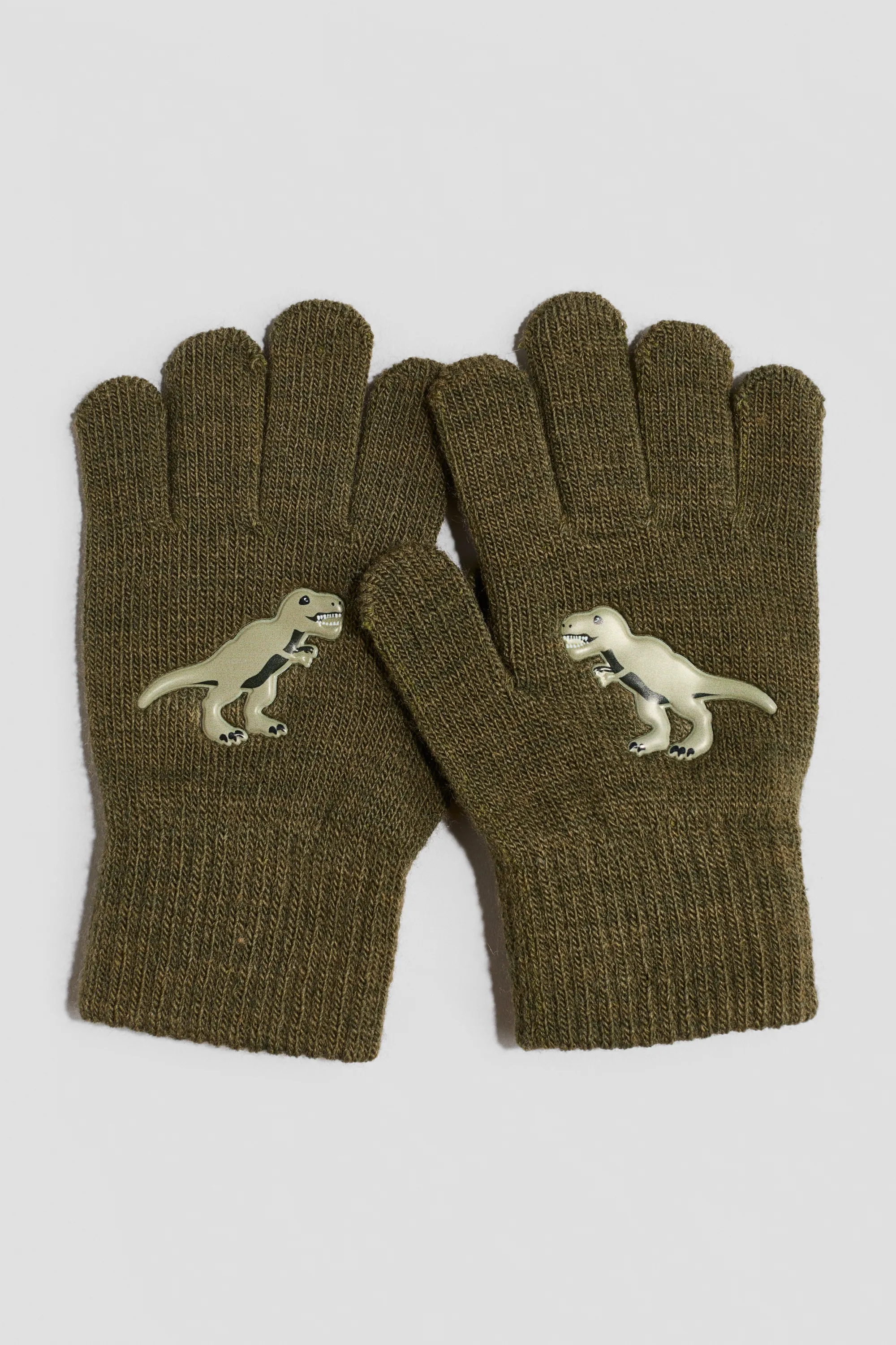 Gants tactiles - Vert kaki foncé/tyrannosaure
