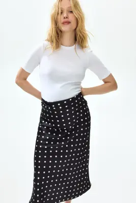 MAMA Slip skirt en satin - Noir/pois — photo 3