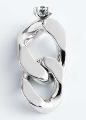 Boucles d’oreilles audacieuses à maillons - Argenté/Bleu — photo 2