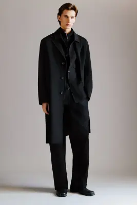 MANTEAU COSTUME EN LAINE DOUBLE FACE - NOIR — photo 4