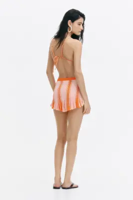 Short en maille de viscose - Orange/rayé — photo 3