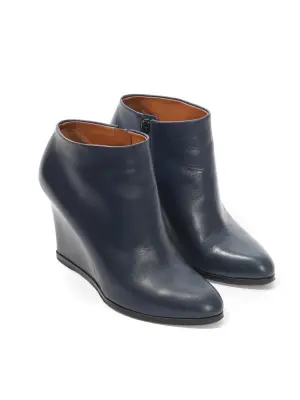 Bottines à talon compensés en cuir bleu marine par Phoebe Philo Prix boutique €990 Taille 36 — photo 2