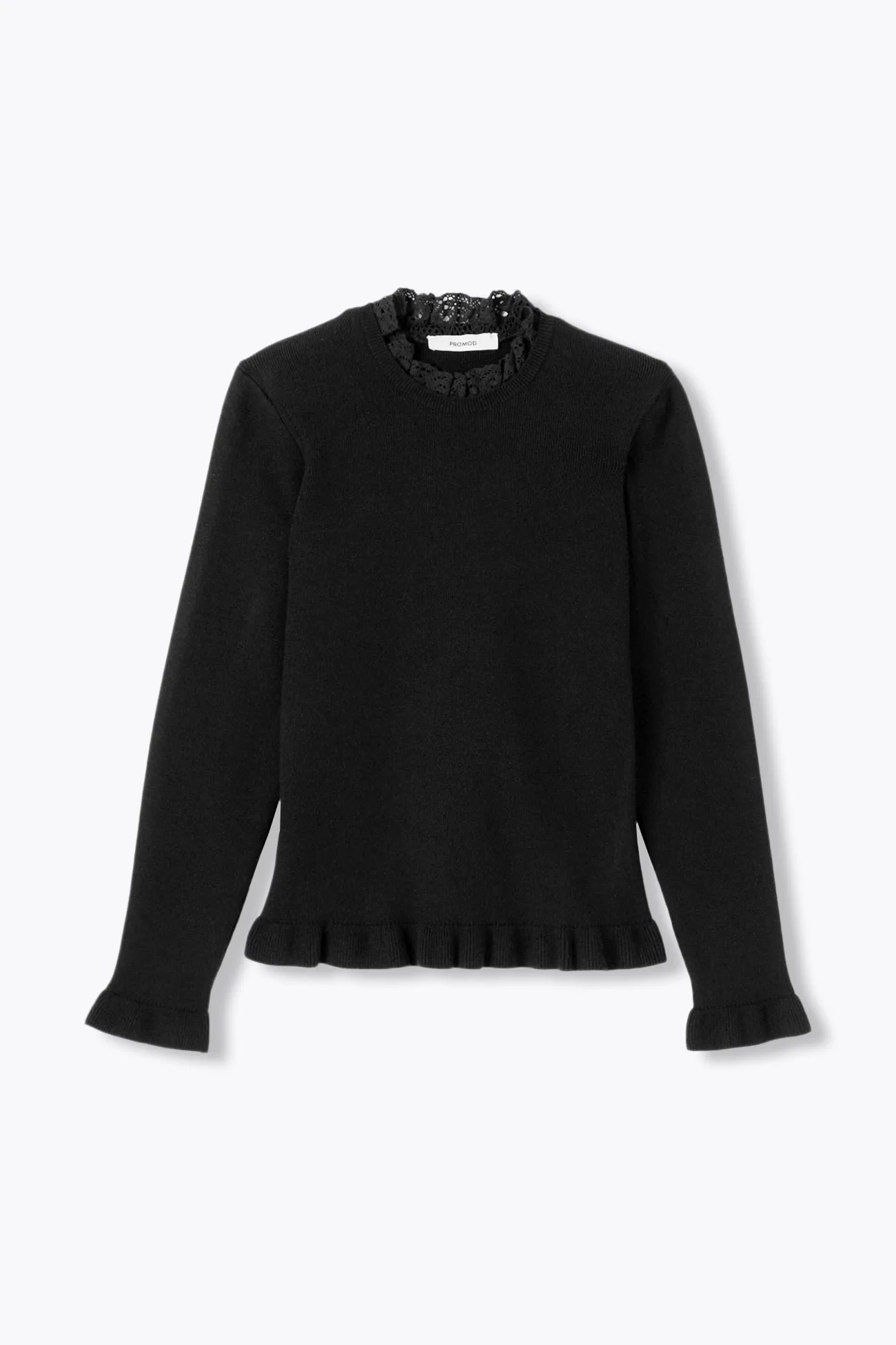 Pull col rond détail dentelle