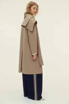 Manteau fait main en laine mélangée - Beige — photo 4