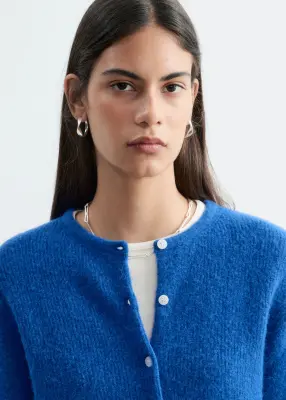 Cardigan en maille d’alpaga mélangé - Bleu vif — photo 3