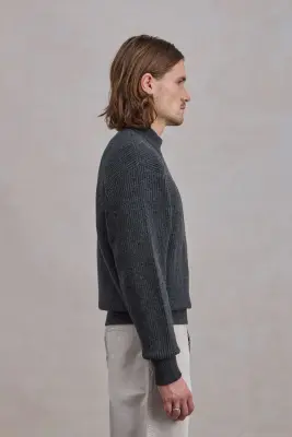 Deck Sweater - Laine d'agneau Gris Chiné Anthracite — photo 5