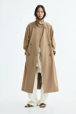 Trench-coat oversize en twill - Beige — photo 1