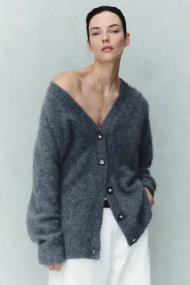 Gilet oversize en laine - Gris chiné — photo 2
