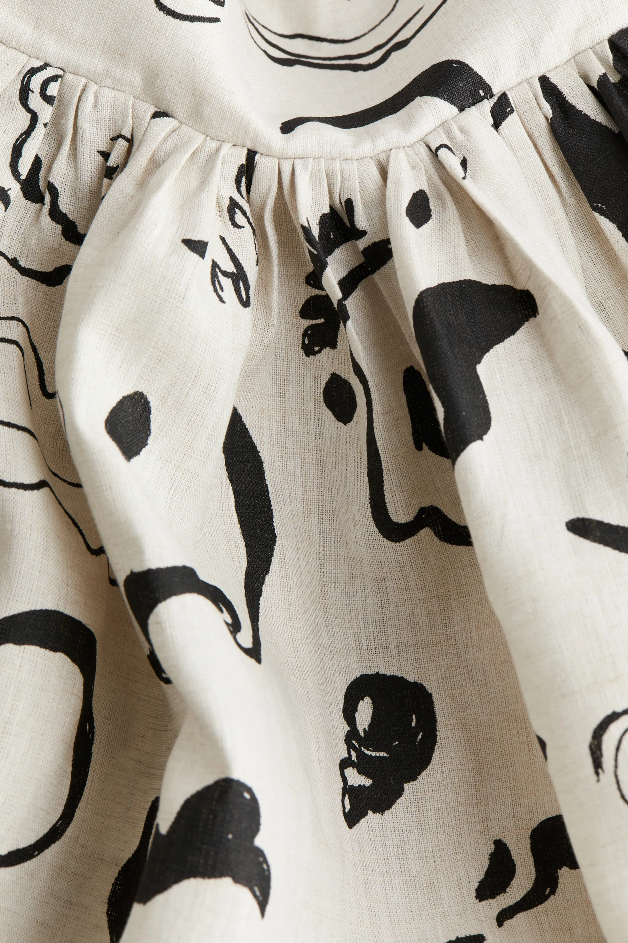 Robe en lin à motif - Crème/motif