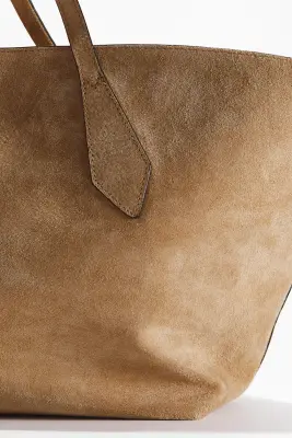Sac shopping en cuir velours - Beige foncé — photo 5