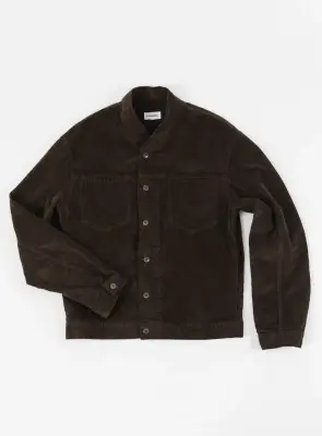 False Collar Jacket in Moss Green Corduroy — photo 3