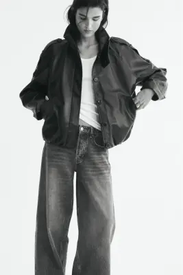 Veste oversize en tissu enduit - Noir — photo 2