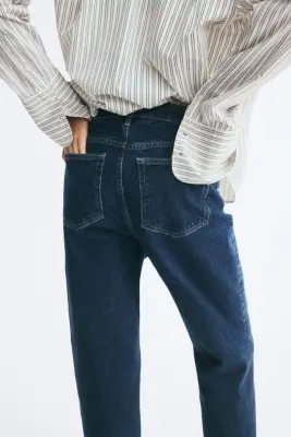 Mom Slim Fit High Waist Ankle Jeans - Bleu denim — photo 5