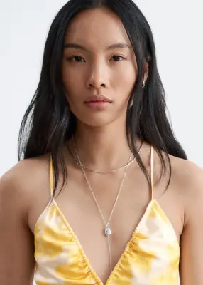 Robe combinaison midi en satin - Jaune — photo 4