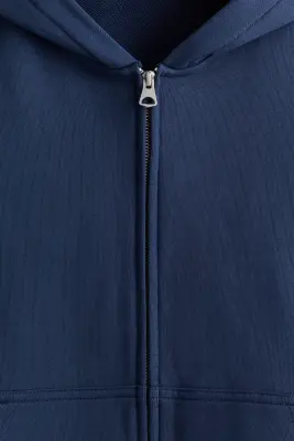 Veste zippée boxy Loose Fit avec capuche - Bleu — photo 5