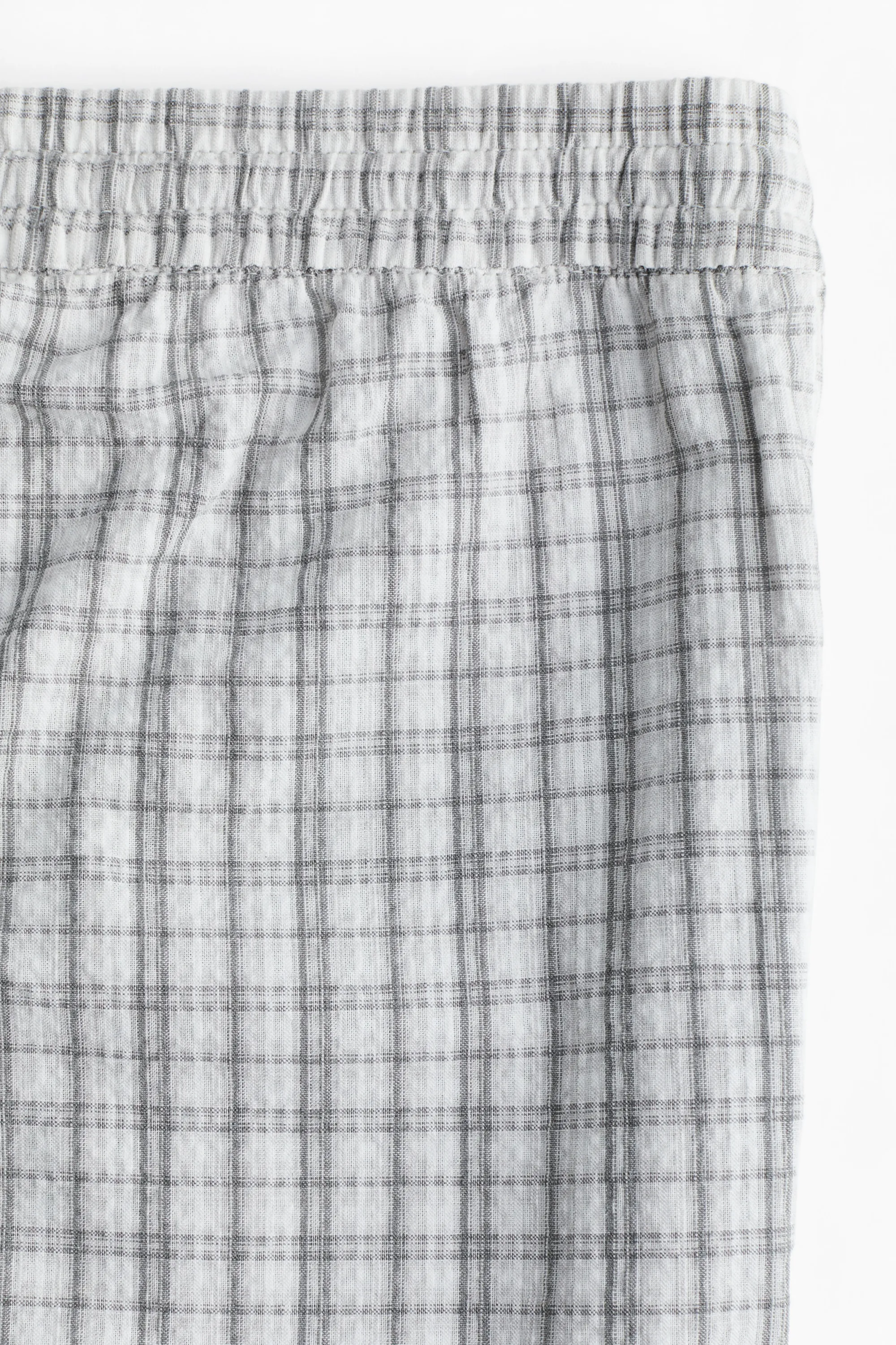 Pantalon en seersucker avec cordon de serrage - Gris/carreaux
