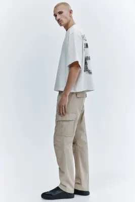 Pantalon cargo Slim Fit - Beige clair — photo 3